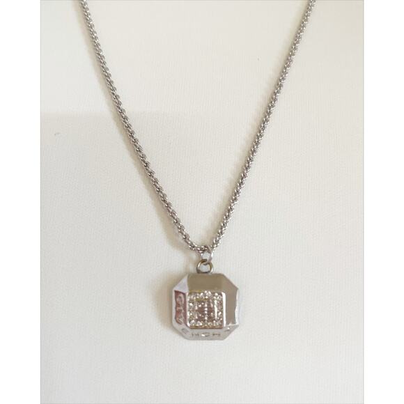 Givenchy Jewelry - GIVENCHY Crystal Pave Silver Geometric Pendant Necklace Rodium Plated